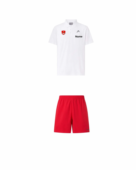 Head Club 25 Tech Polo Shirt Weiß AND Head Club Shorts Rot (SG Margetshöchheim)
